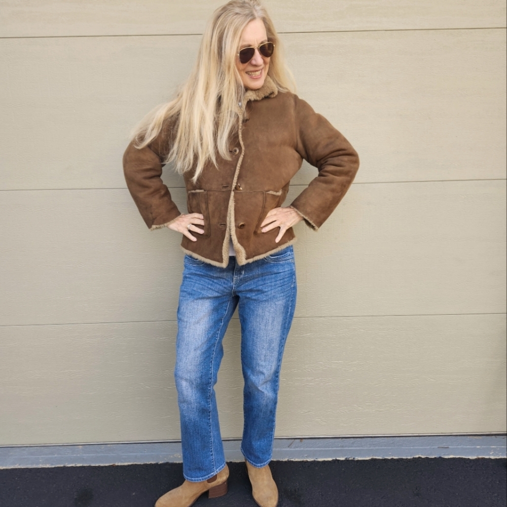 The Territory Ahead Pro Cleaned & Good Cond Tan Suede Sherpa Jacket, PM, $95